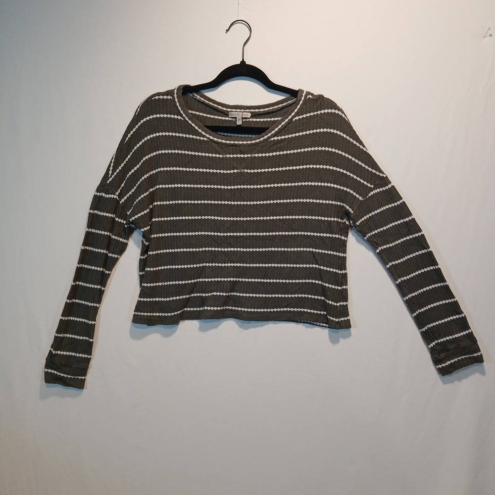 Charlotte Russe sz M long sleeve crop grunge rocker skater staple striped